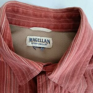 Magellan Short Sleeve Striped Shirt Men's Multicolor Fall Colors‎